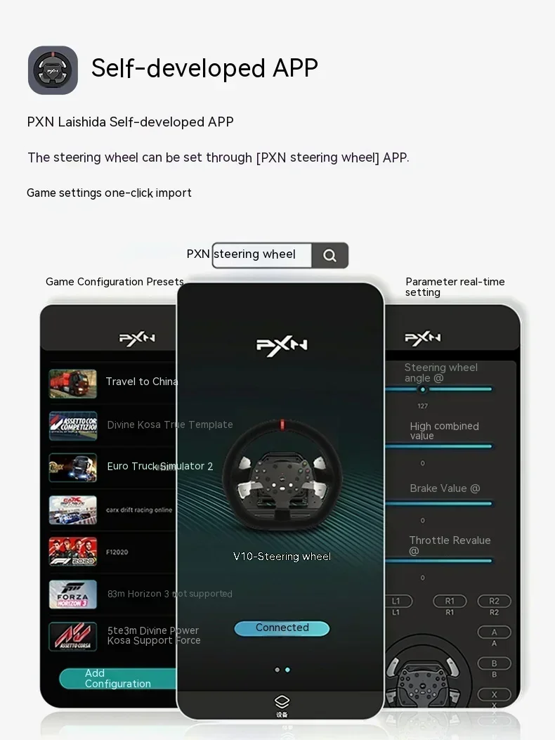 PXN 게임 스티어링 휠 컨트롤러, 유선 힘 피드백, 900 회전 각도, PS3, PS4, 스위치, Xbox 선물, V10