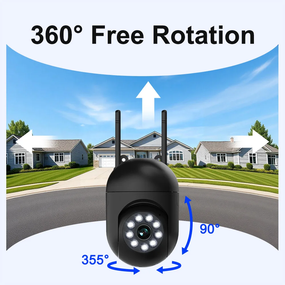 FIRSTCCTV 3MP Wifi IP Wireless Security Surveillance PTZ Camera 4X Zoom Cameras Tracking Two-way Audio HD Night Cameras 5