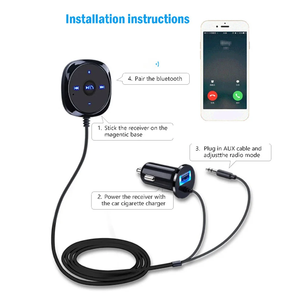 SHOP-STORY - Bluetooth Car Charger 4 in 1 :Kit Mains-Libres Bluetooth pour  Voiture 4 en 1 avec Transmetteur de Musique - SHOP-STORY à Mours Saint  Eusebe