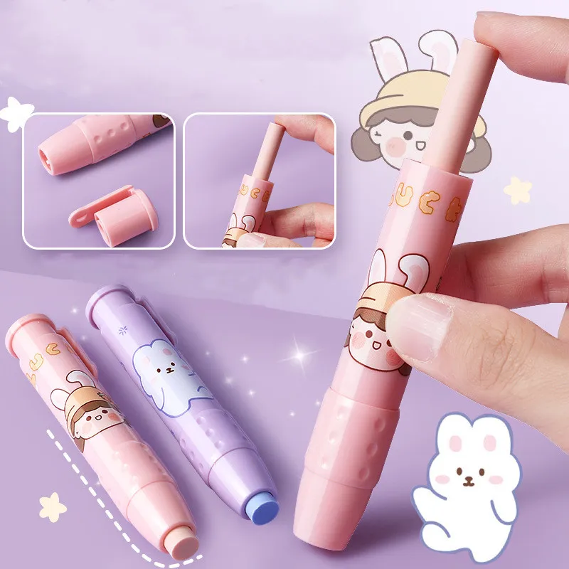 Pressing Cartoon Pencil Eraser pencil eraser eraser pen eraser refillable pen Pen type cute eraser Replaceable rubber core School student rubber kid gifts office