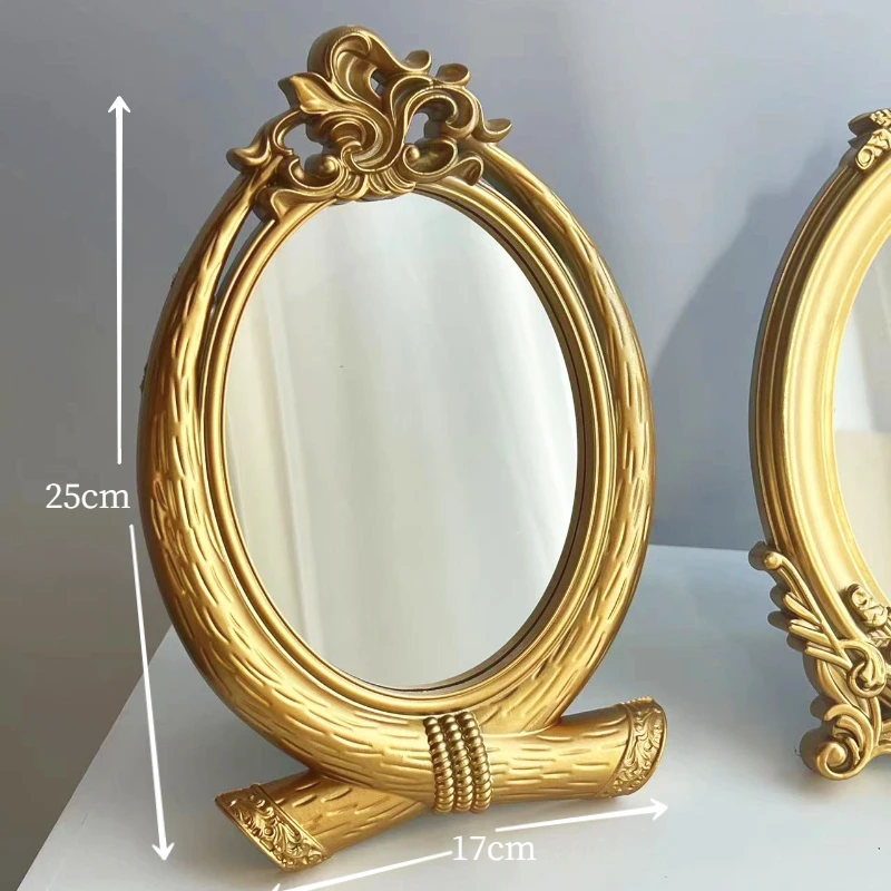 ريفي الفرنسية قصر نمط نحت إطار الجدول مرآة الذهب ص...
