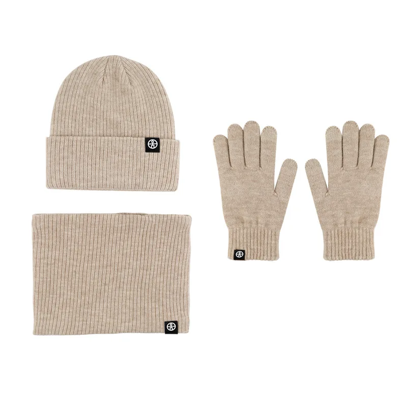 Men Women Winter Warm Wool Hat Scarf Gloves three-piece Set Windproof Knitted Hat three-piece Set Gorro Mujer Invierno Scarf