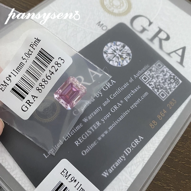 PANSYSEN Luxury 5CT 9x11MM Emerald Cut Pink Moissanite Loose Gemstones Excellent Cut Fine Jewelry Accessories