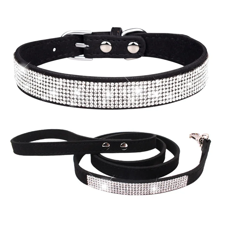 

Pet Collar Shiny Rhinestone Dog Collar Small To Medium Sized Dog Leash Walking Leash Microfiber Cat Collar Pet Collars