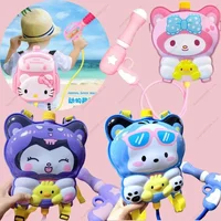 Cartoon Water Guns Backpack 2024 Summer Pool Children Toys HelloKittys Pull-Out Type Spray Kids Water Bag Capacity Max 2000ml 2