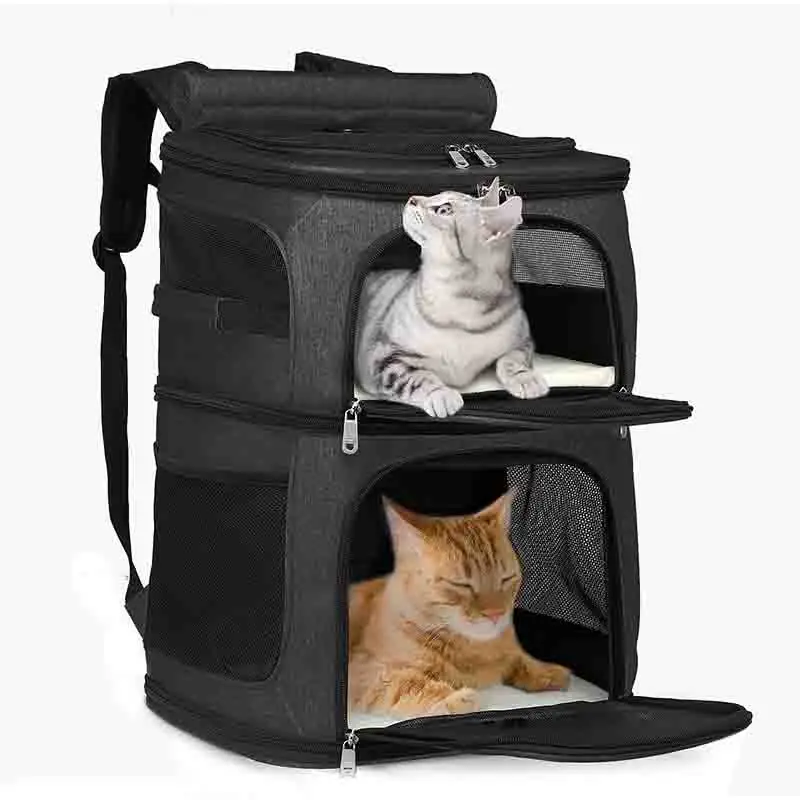 Double Layer Cat Carrier Backpack Removable Cat Bag 2 Cats Collapsible Pet Carrier Small Medium Cats Dogs Puppies 7kg pet carrier backpack pet bag pet carrier bag