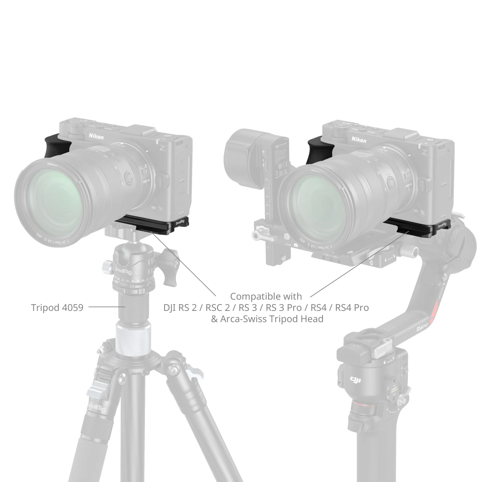 SmallRig L-förmige Montageplatte mit Silikongriff für Nikon ZR mit Arca-Swiss Schnellwechselplatte für DJI RS 3/RSC 3 Pro – Detail 4