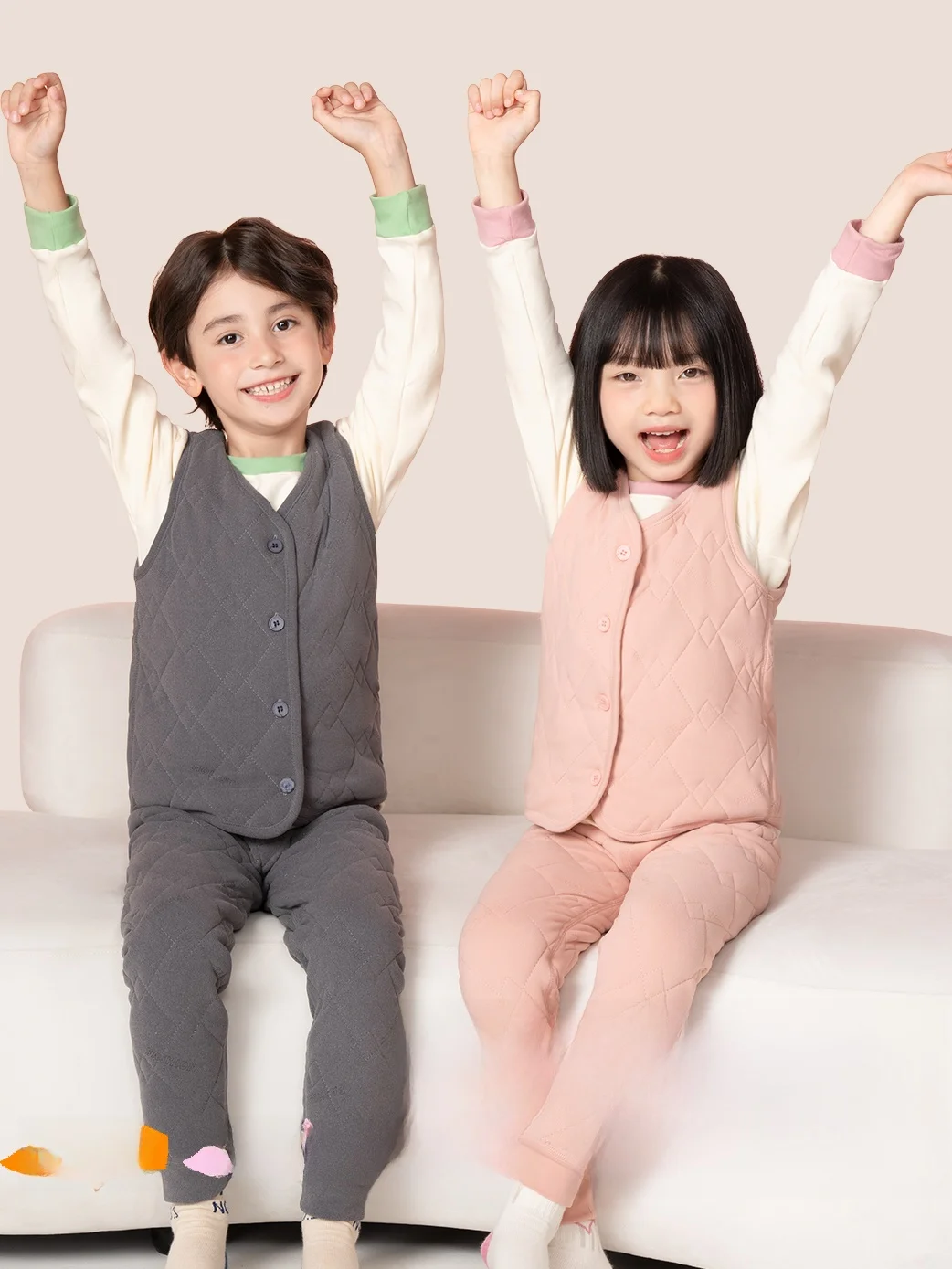 두꺼운 면 재킷 (여아용) 플리스 안감 조끼 포함, 학교 교복, 따뜻한 가을 겨울 아동복, 면 코트