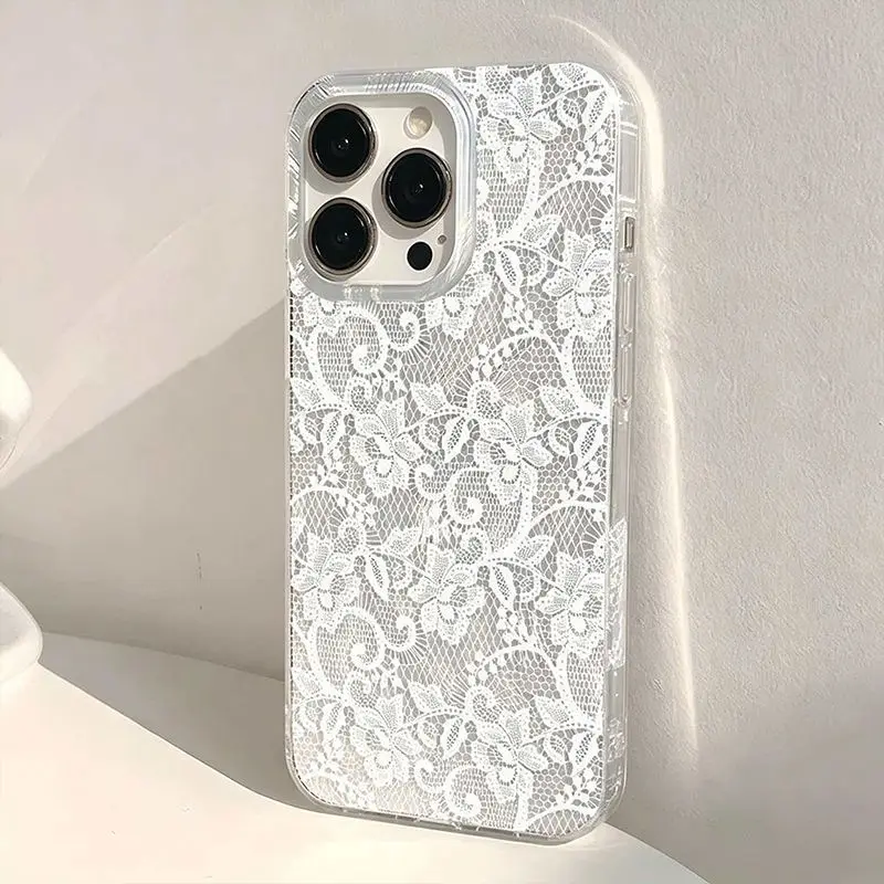 Elegant White Lace Polka Dot Phone Case