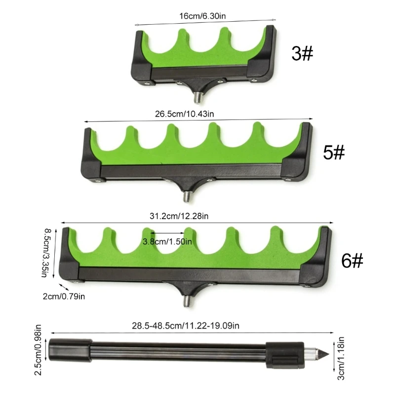 3/5/6 Hole Fishing Rod Holder Bracket with Bandstick Ground Plug Holder Fishing Stand Rod Rest Head Bracket