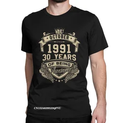 Born In October 1991 30 Years Of Being Awesome Tee Shirt Men Women Tshirt 30th Birthday Gift Harajuku Tee Shirt Printing
