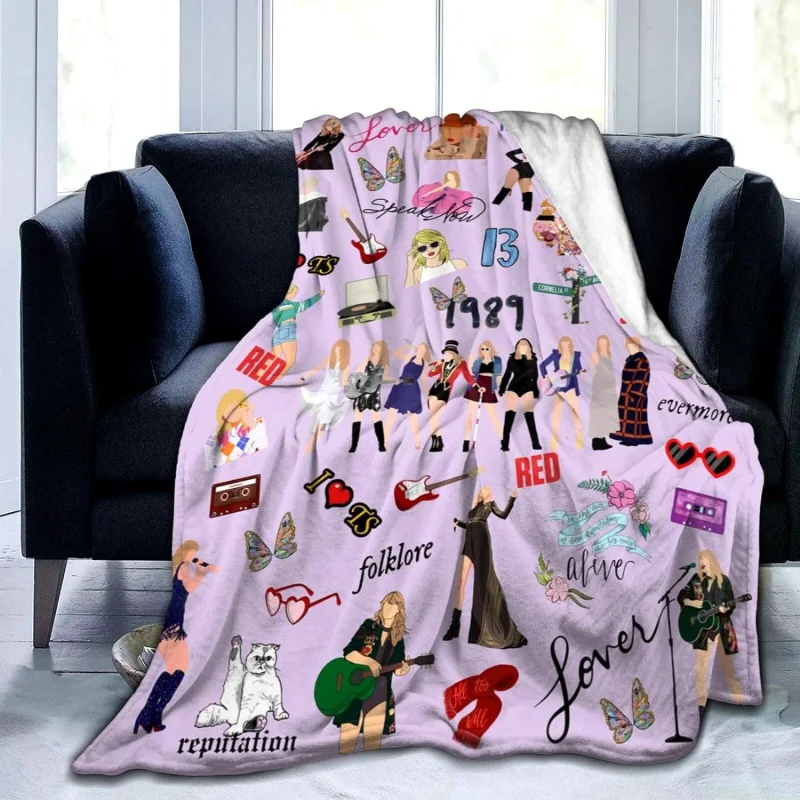 

Taylor Music Blanket for Girls, Singer Albums, Throw Blankets, Lovers, Flannel Bedding, Gifts for Teens, Women, Kids, Friends