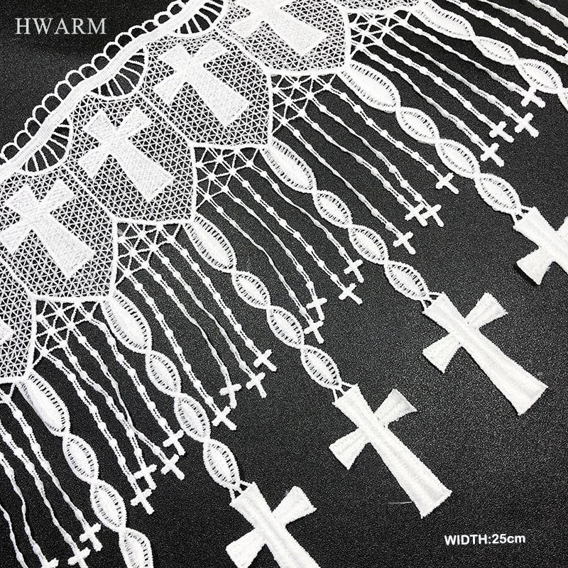 10yard Cross Lace Fabric Christianity Catholicism Sewing Bilateral Water-soluble High-Grade Spot White Hollow Milk Silk Wedding
