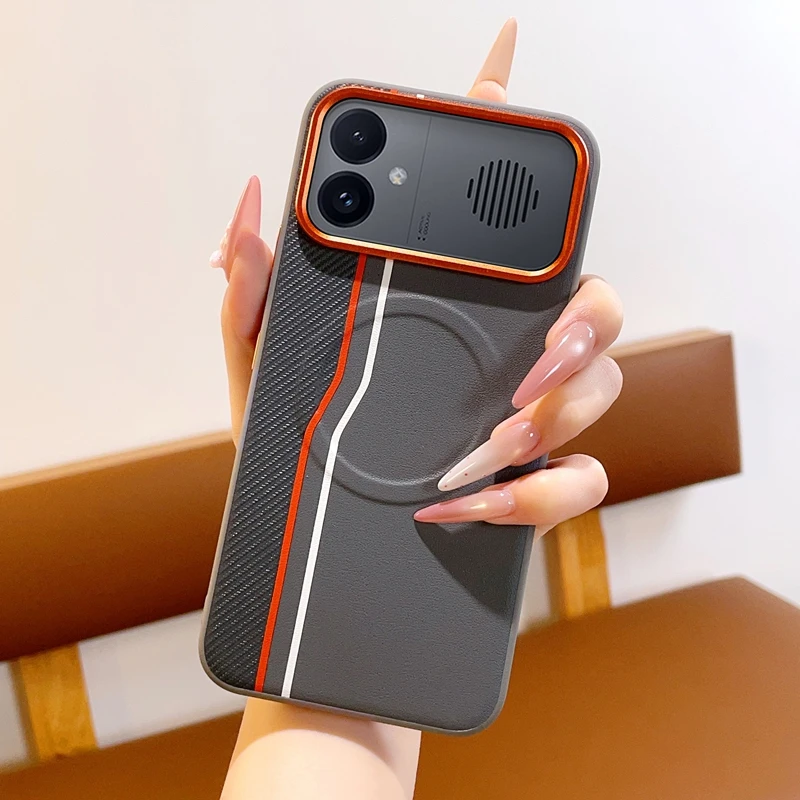 Magnetic PU Leather Ultra-Thin Protective Case with Colored Splicing Design