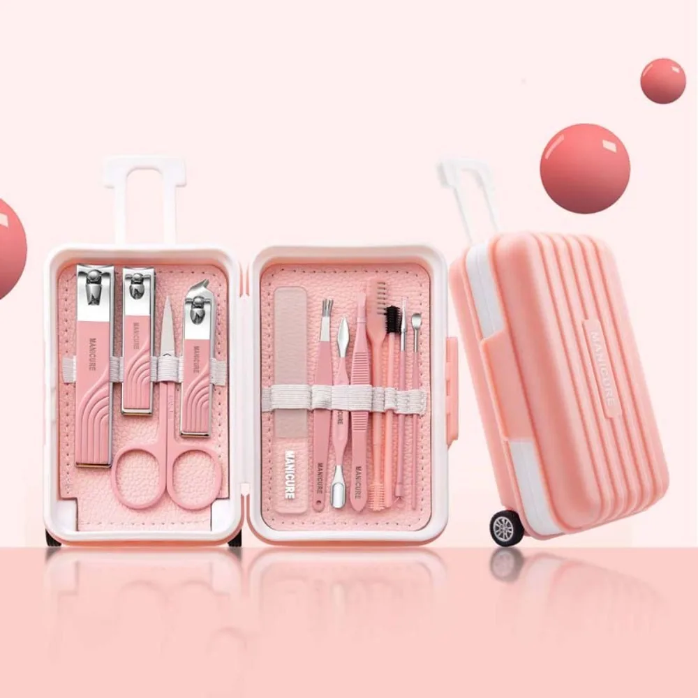 

Luggage Compartment Shaped Nail Clipper Set Eyelash Tweezers Manicure Accessories Nail Cutting Pliers Pedicure Tool Nail Care