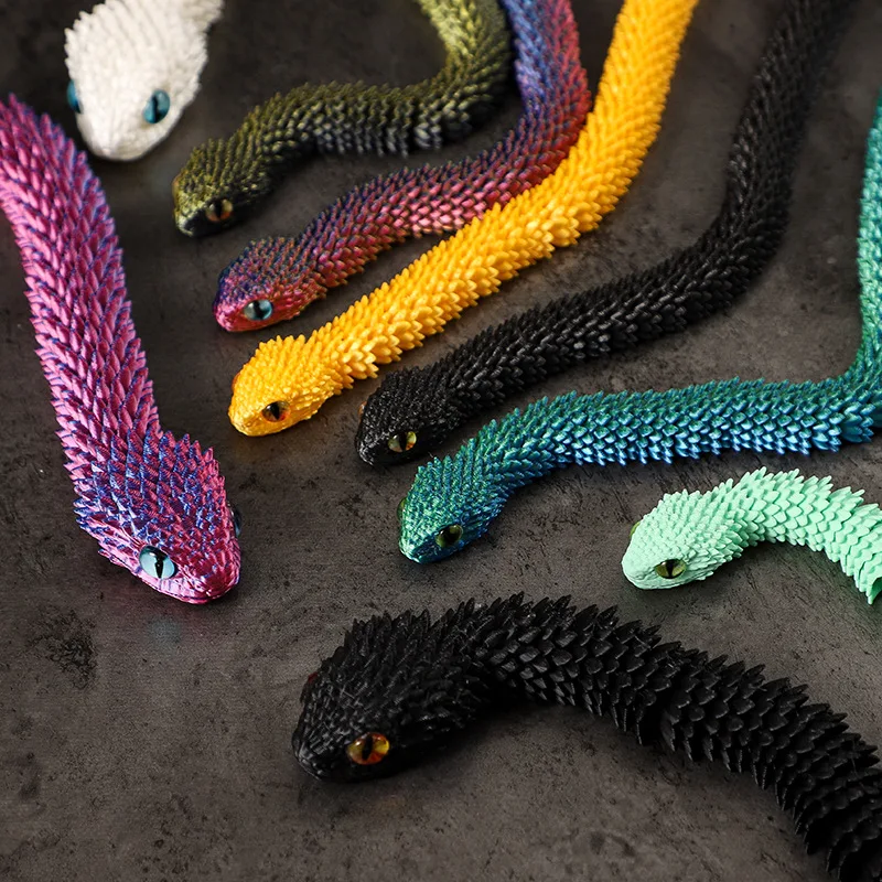 3D Printed Toy 3D Printed Snake Movable Joint Fidget Toy Figurine Simulation Snake Office Desktop Ornament Gifts Crafts Figurines Miniatures