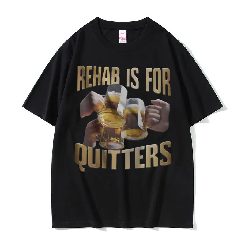 Футболка Мужская/женская с коротким рукавом, забавная графическая тенниска с принтом «реабилитация», Повседневная модная майка оверсайз с круглым вырезом