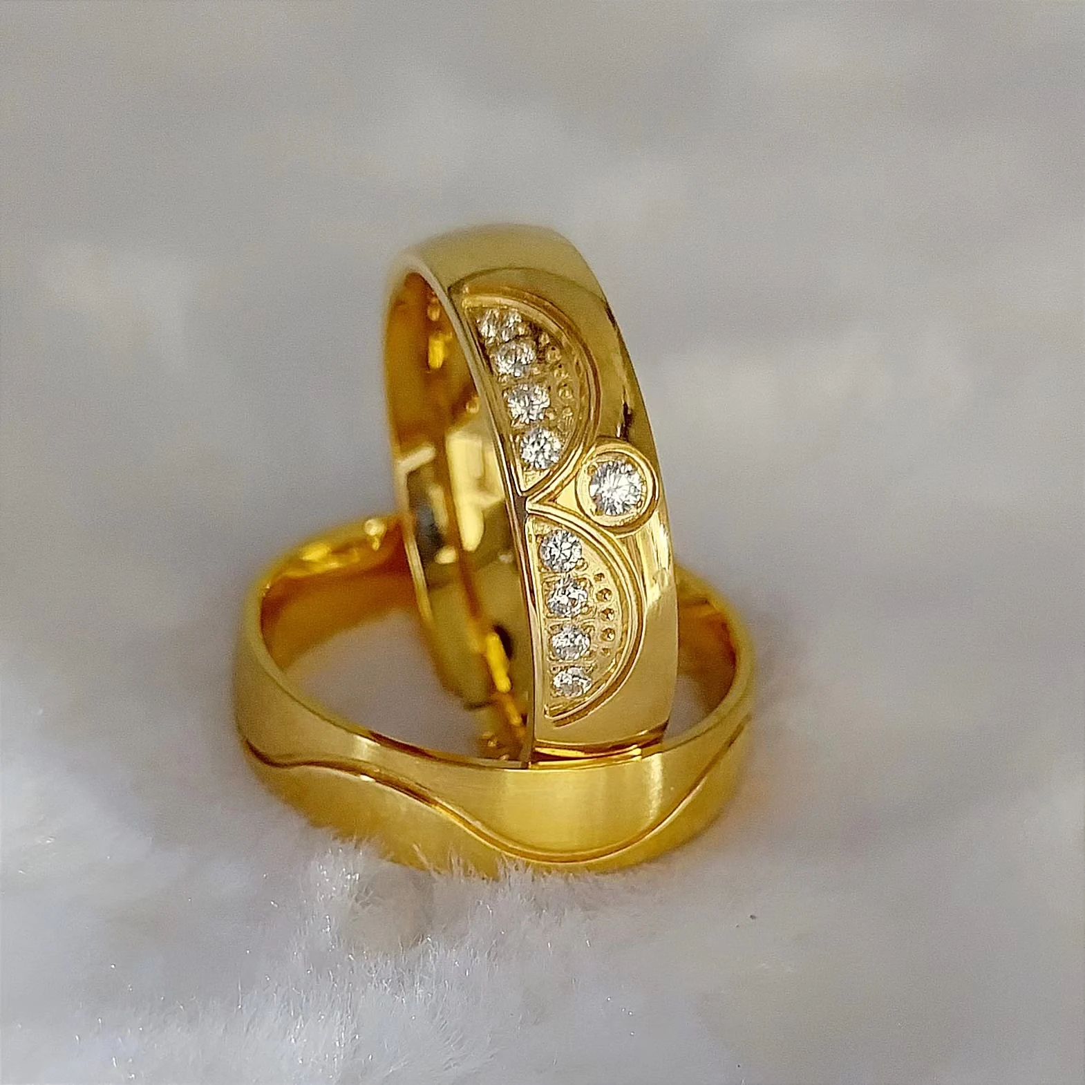 High Quality Beautiful Vintage Lover's Wedding Rings Set for men and women  Designer Western 14k Gold Plated jewelry Couples Ring - AliExpress