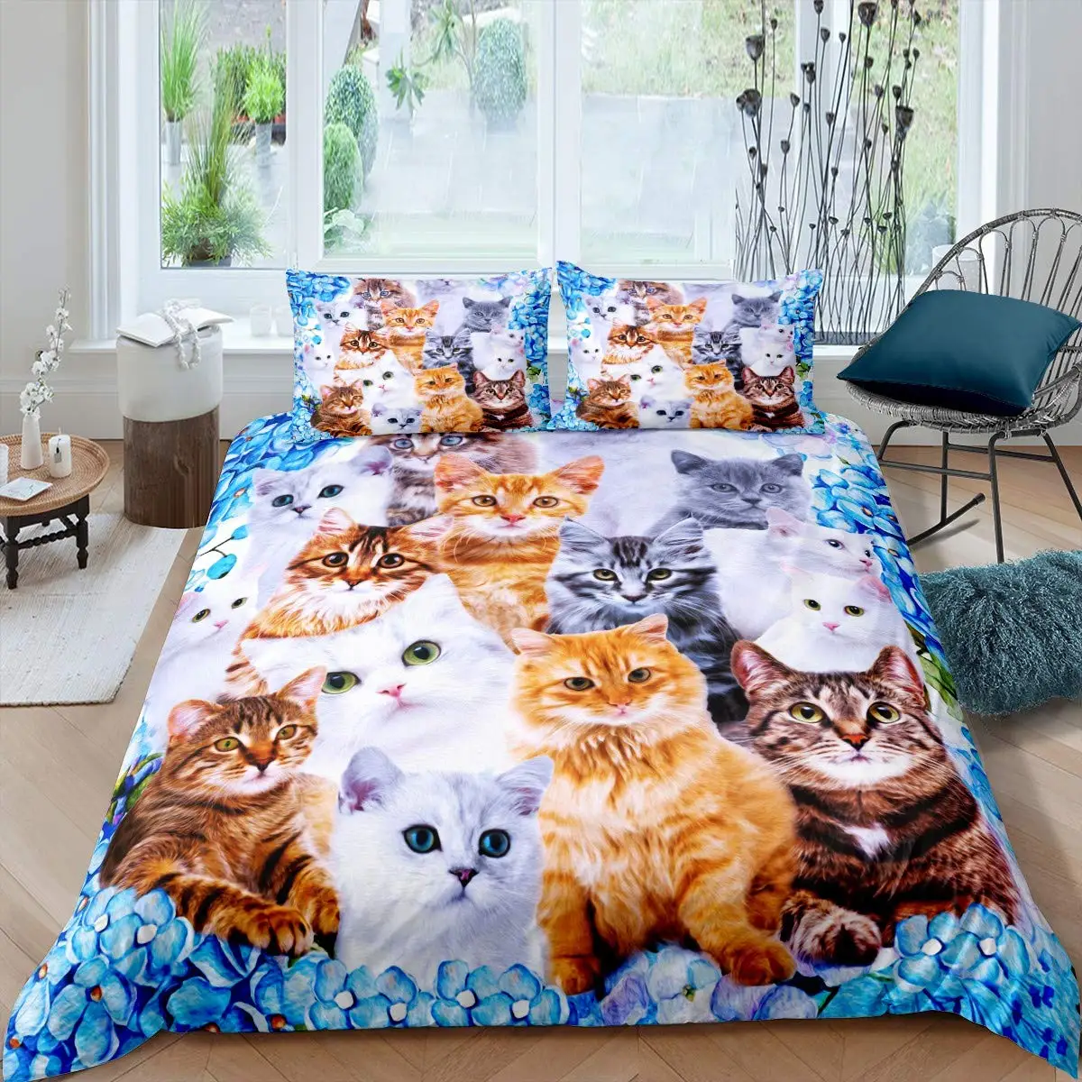 Cute Cat Duvet Cover Set Boys Girls Adults Animal Printed Bedding Set Pet Theme Comforter Cover Pet Quilt Covers with Pillowcase 3