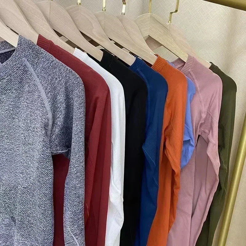 

Lemon Women 1.0 Knitting Long Sleeve Gym Sport Yoga Shirt Elasticity Crew Neck Quick Dry Breathable Workout Running T-shirts
