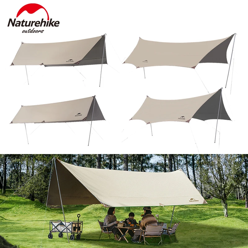 Naturehike Camping Sun Shelter Outdoor Portable Tarp Sunshade UPF12500+ Waterproof PU5000+ Canopy Titanium Black Coated Awninng