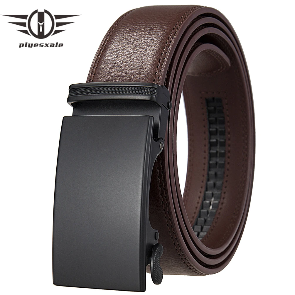 

Plyesxale Automatic Ratchet Buckle Men Belt High Quality Cow Genuine Leather Luxury Coffee Men's Casual Formal Dress Belt B1561