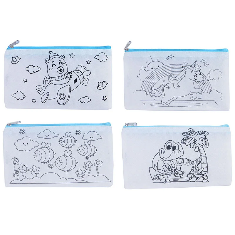 Graffiti Bags DIY Color Filling Drawing Pencil Bag Creative Graffiti Coloring Stationery Storage Bag Marker Pen Painting Kits For Kids Student