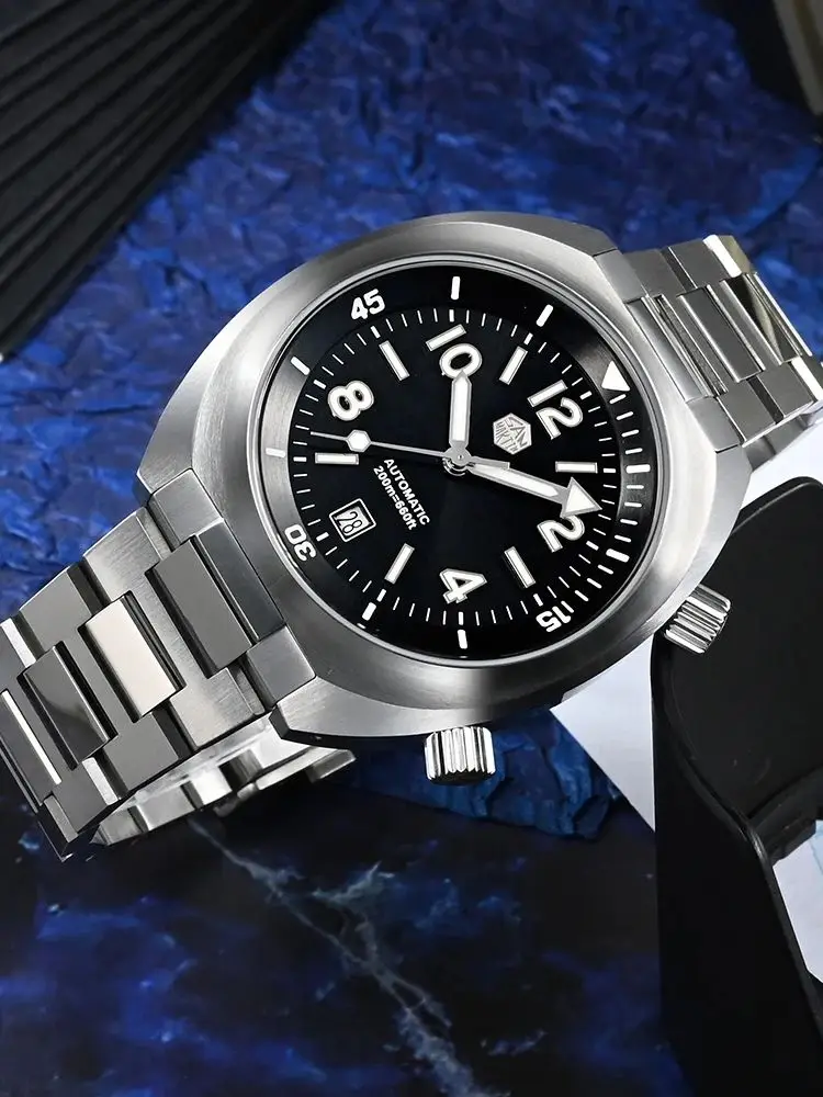 San Martin 42mm Diver Wristwatch For Men Automatic Mechanical Watch YN55 6H Date Fly Adjust Clasp Sapphire Luminous 20Bar SN0066