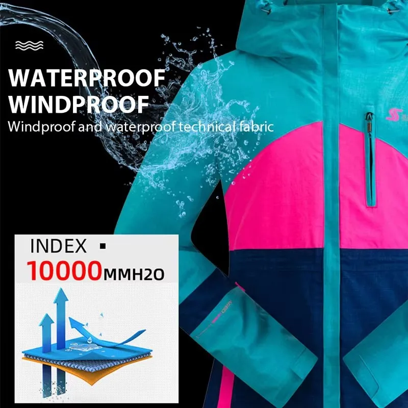 Women's Winter Ski Jackets Outdoor Windproof Waterproof Warm Skiing Snowboard Coats Female Breathable Ski Jacket Snow Equipment