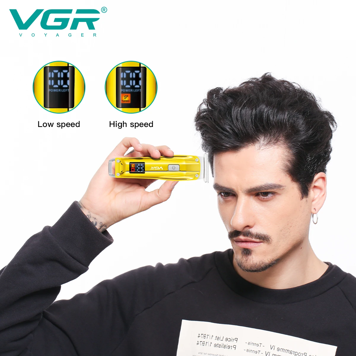 VGR 전기 헤어 클리퍼, 무선 헤어 커팅 머신, 충전식 헤어 트리머, 남성용 휴대용 V-956