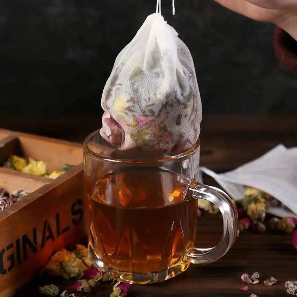 100Pcs Tea Bags Disposable Filter Bags Tea Infuser String Heal Seal Food Grade Non-woven Fabric Natural Filter disposable tea filter bags disposable tea bags