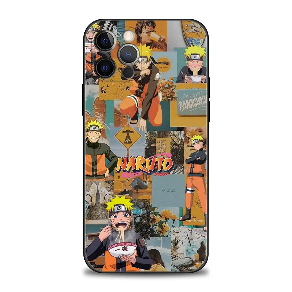 Anime Manga Uzumaki Naruto Phone Case for iPhone 11 12 13 Pro Max 7 8 SE XR XS Max 5 5s 6 6s Plus Black Soft TPU Silicone Sasuke iphone 13 pro phone case