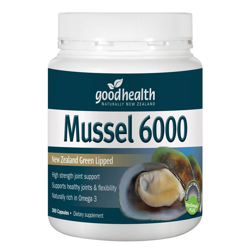 

Original NewZealand Green Lipped Mussel 6000mg 300Capsules Rich Omega 3 Joints Flexibility Lubrication Glucosamine Chondroitin