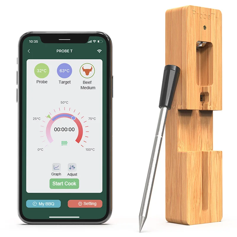 Kitchen Smart Wireless Meat Thermometer for Oven Grill BBQ Steak Turkey