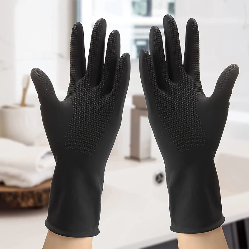 Cleaning Gloves Latex Cleaning Black Gloves Hair Dye Gloves Kitchen Garden Cleaning Waterproof Resistant Rubber