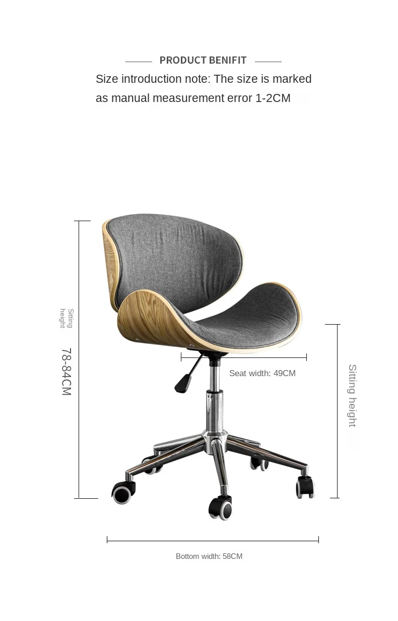 Description Picture 2 of itemSolid Wood Office Chair Creative Bedroom Furniture Computer Chair Household Study Student Lifting Rotating Pulley Office Chairs