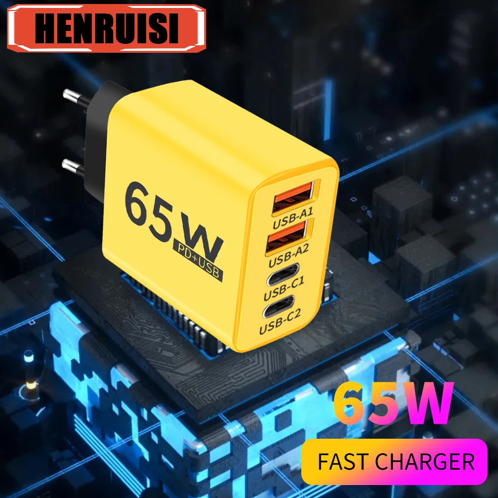 65W Charger USB C Fast Charging for iPhone 15 14 Xiaomi Samsung Oneplus