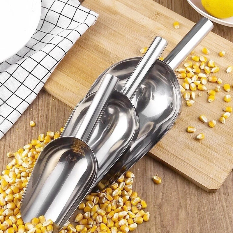 Ice Shovel 1PC 304 Stainless Steel Multi-use Tea Food Flour Popcorn Melon Seed Shovel Candy Scoop