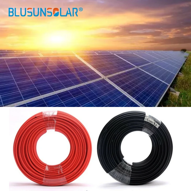 

100 Meters/Roll 6mm2 (10AWG) Solar Cable Red or Black PV Cable Wire Copper Conductor XLPE Jacket TUV Certifiction