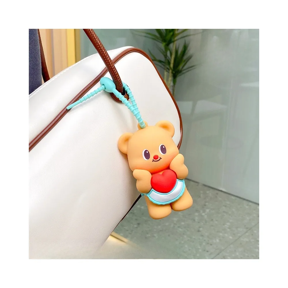 Cartoon Swimming Ring Seaside Holiday Butter Bear Key Chain Cute Durian Pendant Street Beauty Cream Bear Pastry Chef Keychains 3