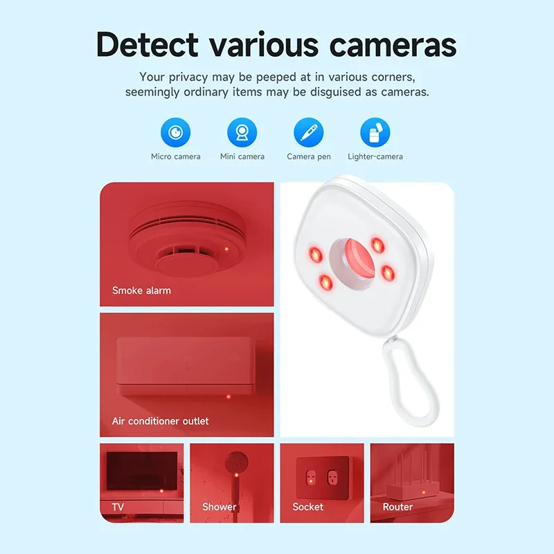 Full Range Hidden Camera Detector Infrared Camera Detector Camera Detector Signal Detector Anti-spy Bug Listening Device GPS Tracker Wireless Signal Scanner For Home Office Travel