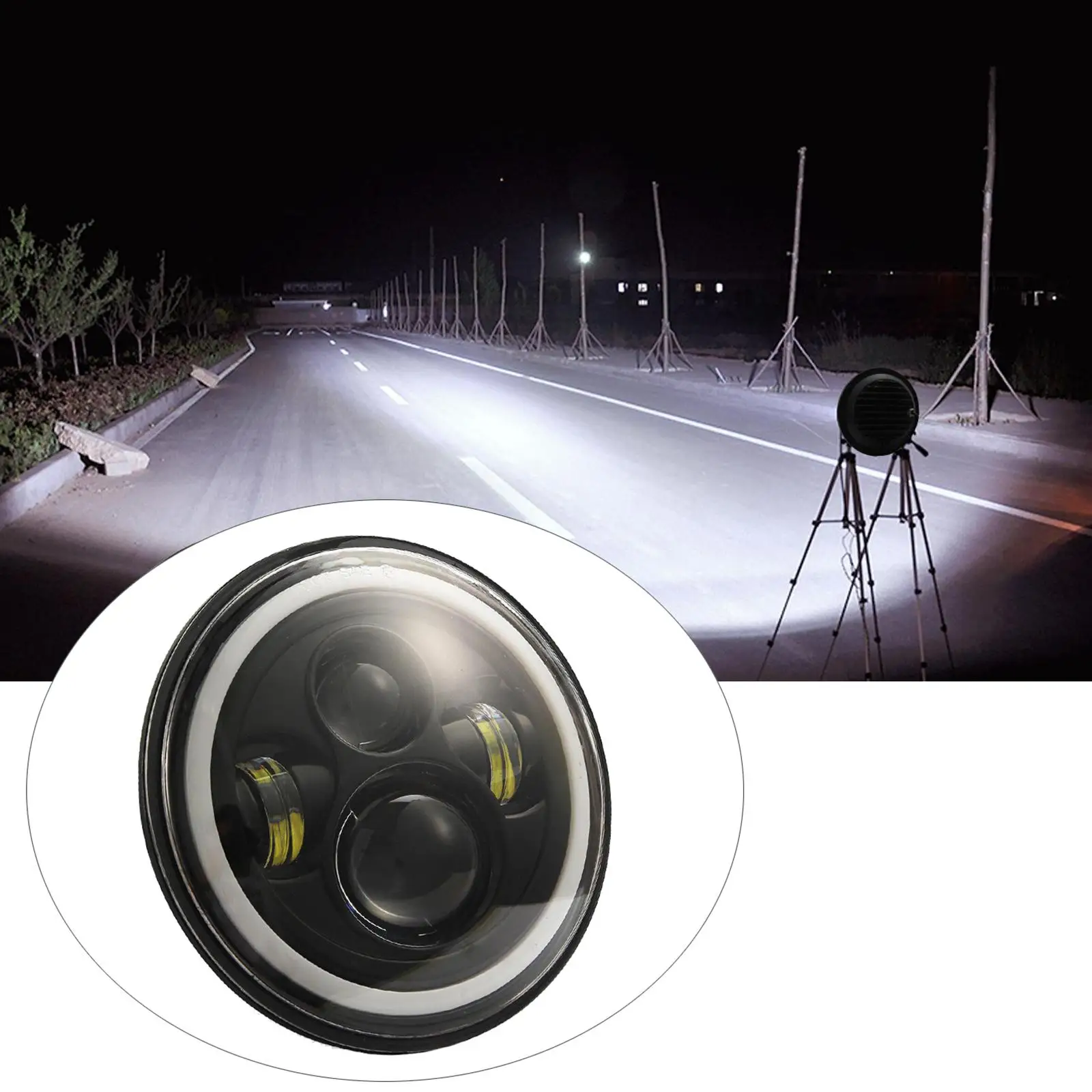 2x7Inch Round Headlights 200W Amber Turn Lights for Jeep Wrangler
