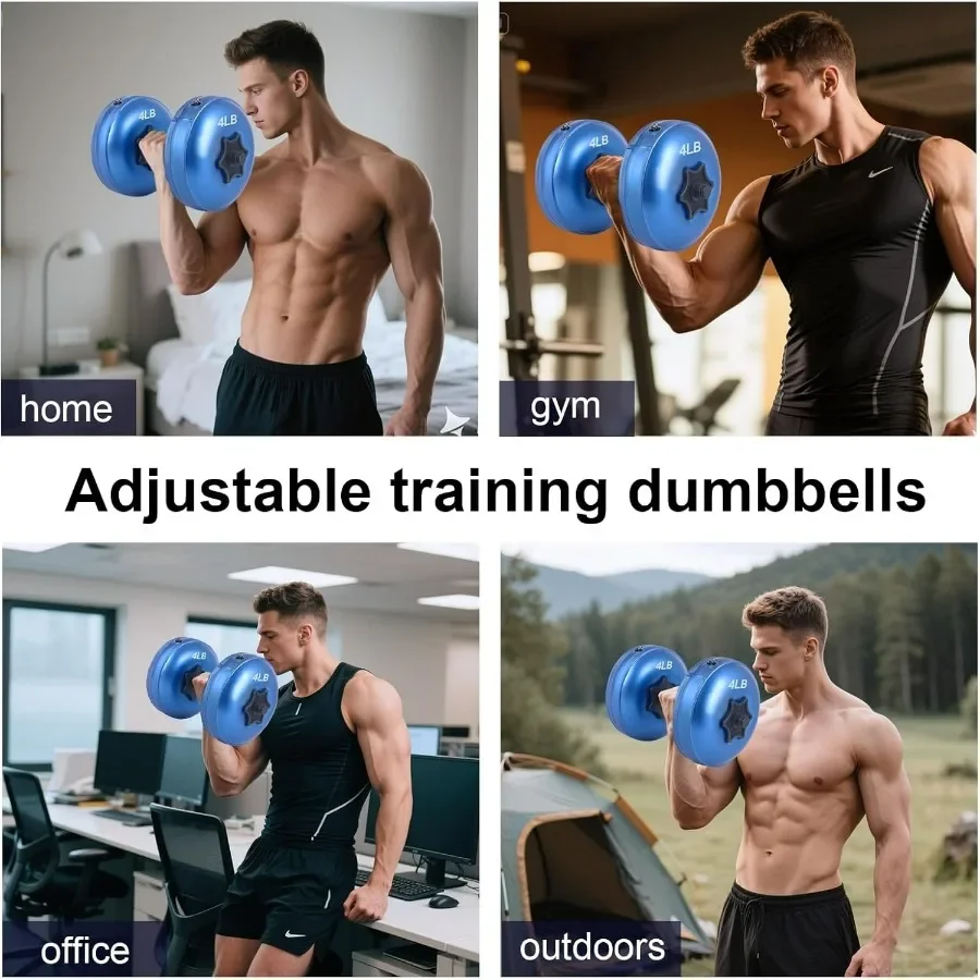 Water Filled Dumbbells Set for Women Travel Weights Adjustable