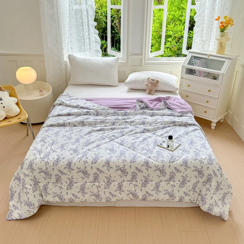 

Summer Quilt Skin-friendly Duvet Floral Style Bedspread Quilted Blanket Single Queen Size Duvets Home Comforter edredon