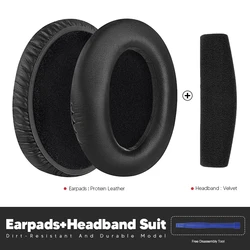 Premium Replacement Memory Foam Ear Pads, Enhanced Comfort Ear Cushions for Headphones (Protein Leather Suit)