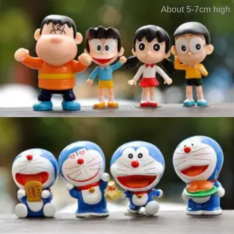 

Doraemon Anime Character Nobita Shizuka Can Swing Hand-made Cake Car Interior Decoration Model Set Child Ornament Toy Gift