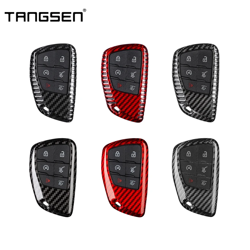 

Carbon Fiber Car Key Case Cover Compatible with GMC Yukon Denali Sierra Chevrolet Chevy 2021-2024 Smart Remote Shell Auto