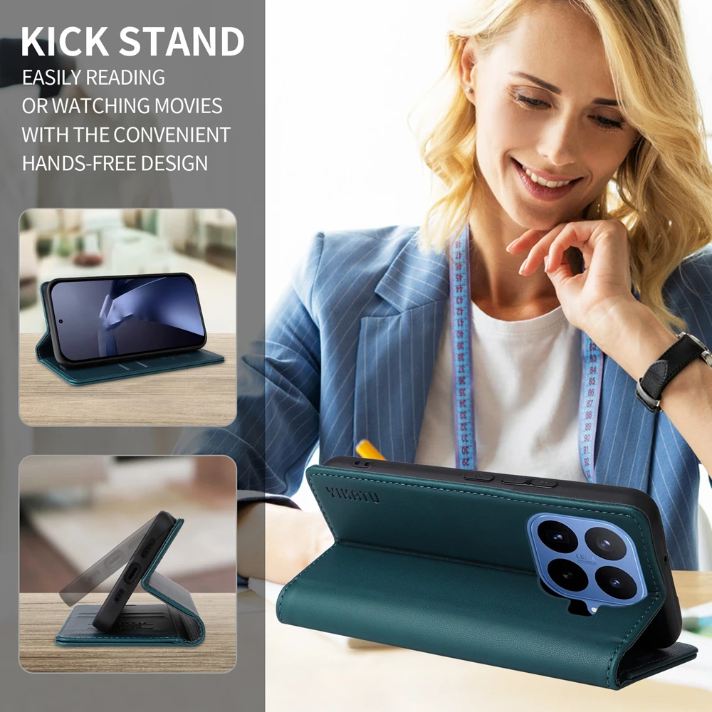 Magnetic Leather Wallet Flip Cover Case - Ultra Slim Design