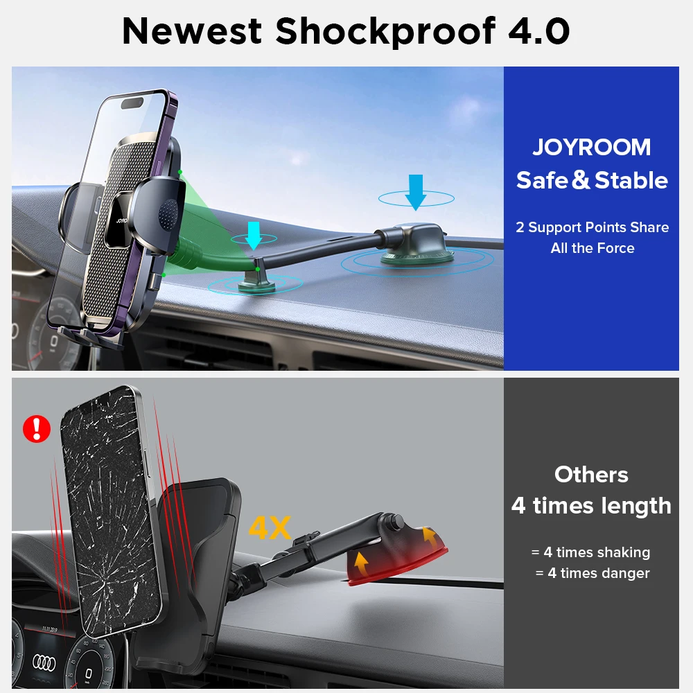 Joyroom Phone Holder for Car【360° Widest View】, Universal Handsfree Phone Mount for iPhone 15 14 13 12 Pro Max Huawei Xiaomi — view 3