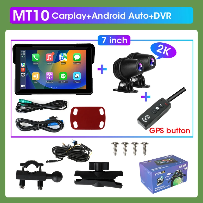 JMCQ GPS Navigation Motorcycle IPX7 Waterproof Apple Carplay Display Screen Portable Motorcycle Wireless Android Auto Monitor
